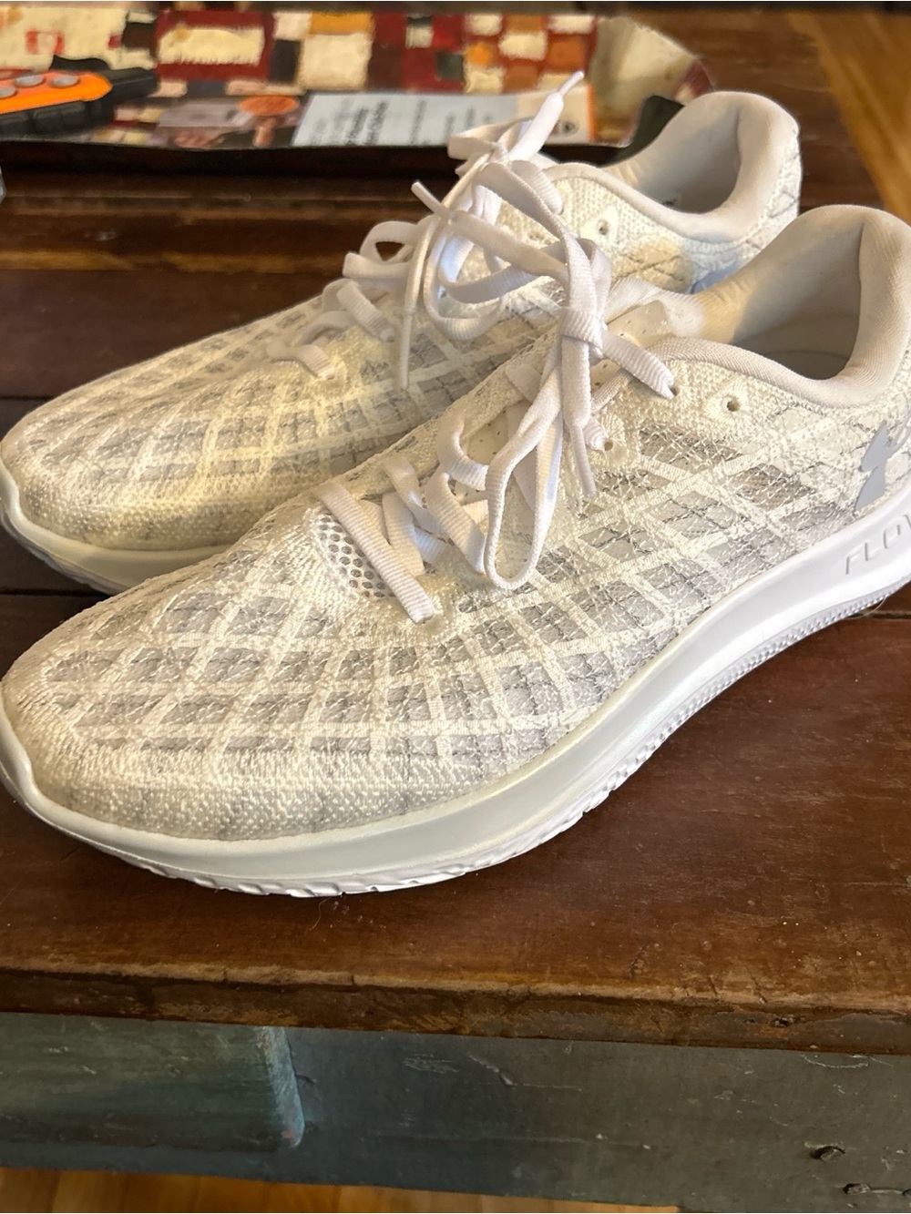 Under Armour Women’s White Knit Lace-Up Running Sneakers
